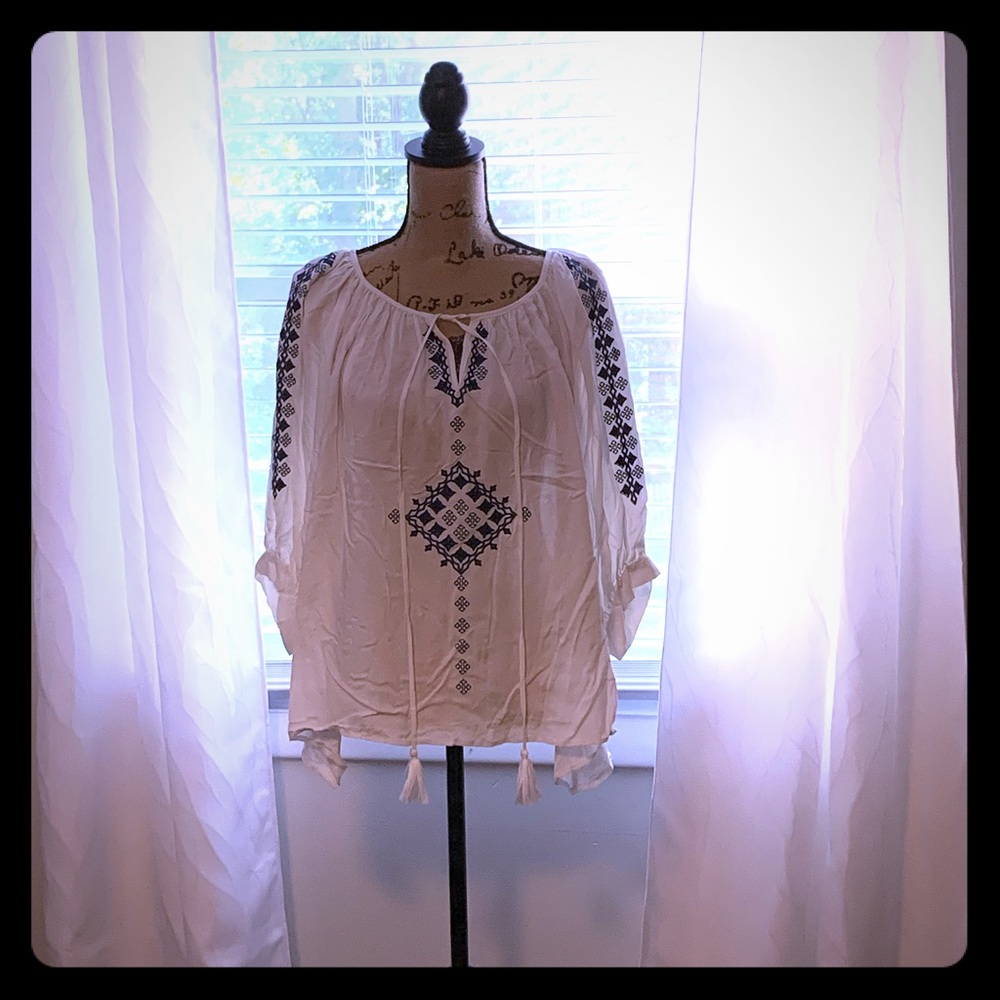 White and Blue top